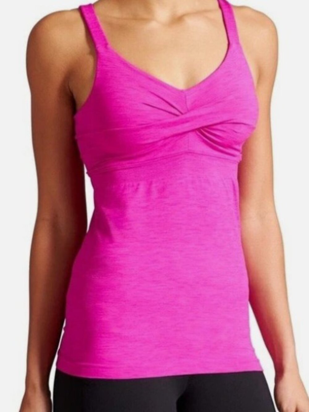 Athleta Pink Criss Cross Back Shelf Bra Tank Top Size Medium Yoga Workout